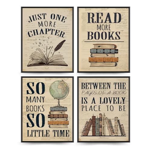 PLKMN Vintage Reading Posters for Library, Bookish Gifts, Book Club Decorations Party Decor, Vintage...