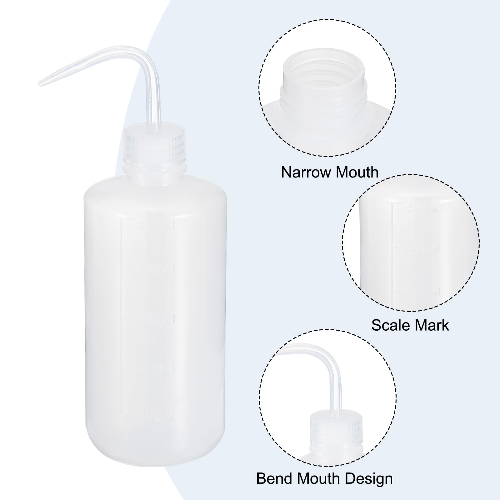 PATIKIL Botella de lavado de 500 ml, 12 botellas de plástico de boca estrecha, herramientas de riego para limpieza de laboratorio, lavado, riego y almacenamiento de líquidos, transparente