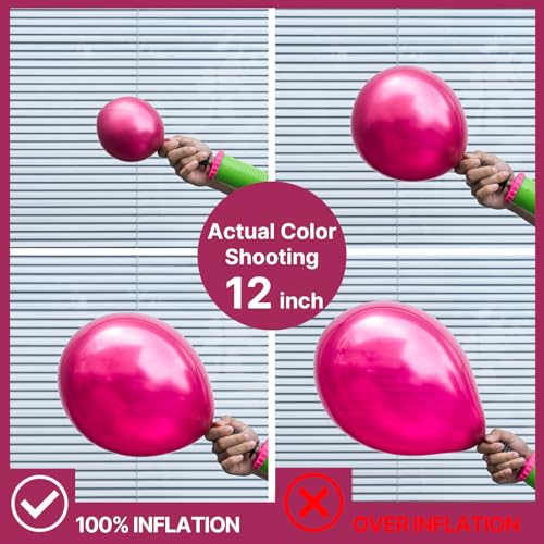 Image of PartyWoo Hot Pink Balloons 140pcs Different Sizes of 18 12 10 5 Inch Metallic Pink Magenta Fuchsia Balloon Arch Kit for Engagement Bachelorette Baby Shower Anniversary Birthday Party Decorations