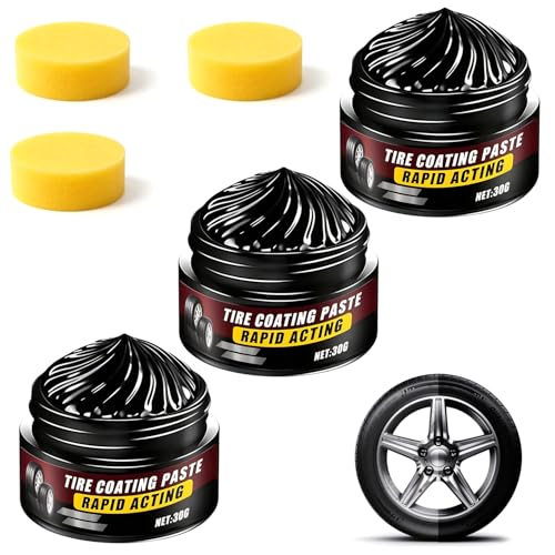 3PCS Premium Tire Coating & Trim Restorer, Bring Back the Original Deep Black Shine to Rubber and...