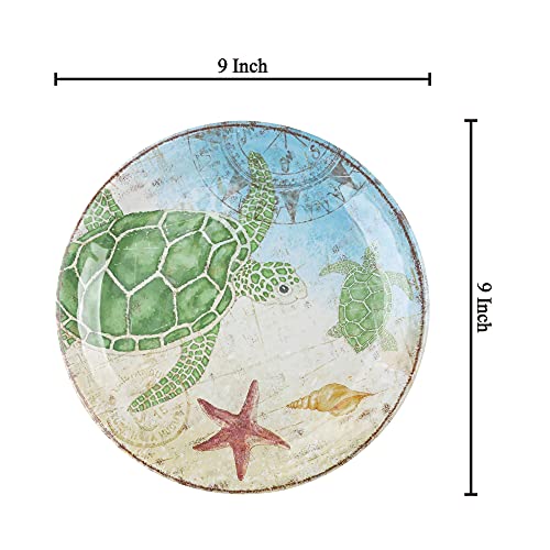 Upware Melamine Salad Plate Set Of 6, Bpa-Free Dishwasher Safe Round Plates Salad Dishes For Risotto, Pasta, And Salad, 9 Inch Salad Plates (Sea Turtle) #TOP2