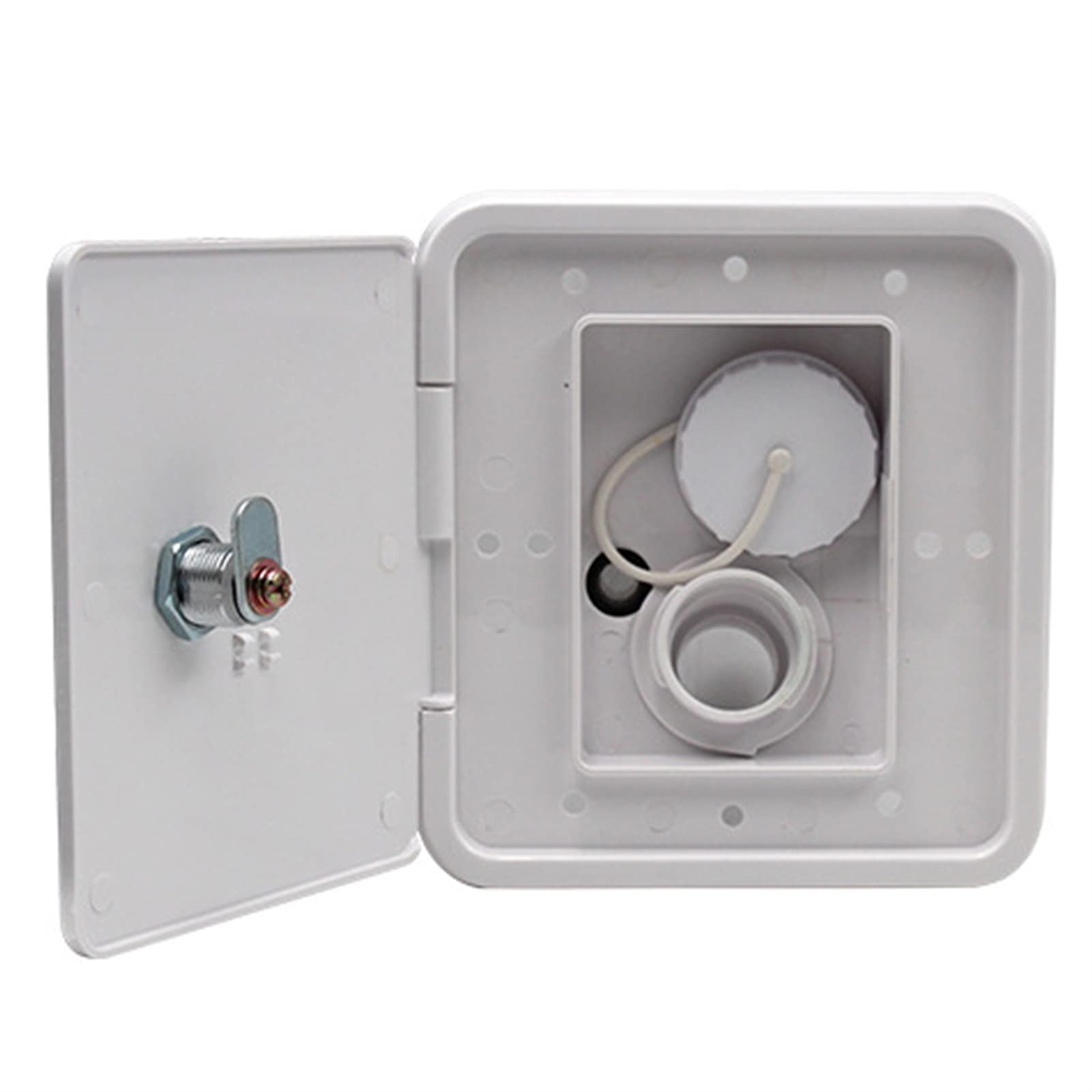 Remolque de relleno integrado de la ciudad de gravedad con tornillos de llaves con cerradura de escotilla de plato controlable Easy Instale Universal RV Water Inlet(2)