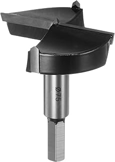 HARFINGTON Broca Forstner de 75 mm (2-15/16 pulgadas) de carburo de tungsteno para madera, cortador de brocas Forstner para perforación de bisagras, carpintería, color negro