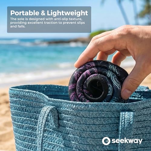 Image of SEEKWAY Water Shoes Women Men Adult Quick-Dry Aqua Socks Barefoot Non Slip for Beach Swim River Pool Lake surf Black SK002(U)