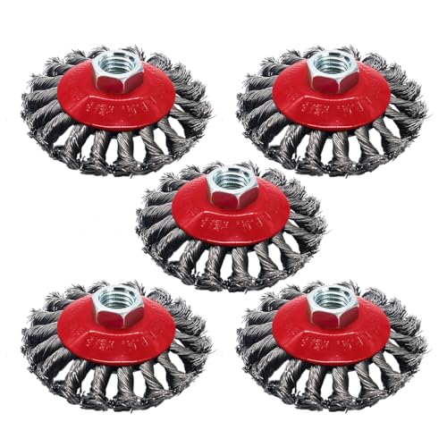 Lehood R-5 Pack Wire Wheel For Angle Grinder, 4 Inch Angle Grinder Wire Wheel With 5/8-11 Thread Arbor, Wire Wheel For 4 1/2 Angle Grinder, Carbon Steel Wire Brush cover