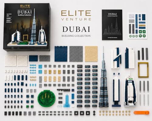 Image of Dubai Skyline Building Blocks Set, Burj Khalifa Model Kit 3000+ Pieces, Architecture Mini Bricks City Collection, Creative Construction Toy for Adults & Kids 12+, Premium Gift Toy Set