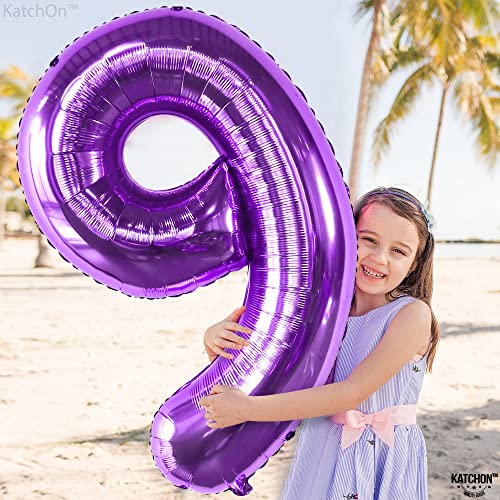 Image of KatchOn Foil Purple 9 Balloon Number For Birthday Decorations - 40 Inch | Number 9 Balloon For 9th Birthday Balloon for Girls, Boys | Ocean, Mermaid Party Decorations, Anniversary Decorations