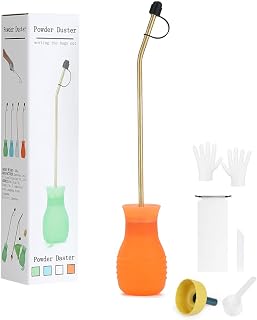Hand-Stäubepumpe Pulver Düse mit Langem Kupferrohr und Faltbarem Trichter, Silikon Pulversprüher für Innen und Außenbereiche Bulb-Applikator für Haushalt, Garten und landwirtschaftliche - Orange