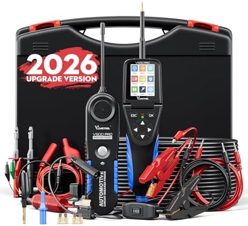 VDIAGTOOL V500 Pro Automotive Power Circuit Probe Tester with Breaker Finder, 9V-30V Auto Electrical Circuit Tester Kit, Multimeter/Oscilloscope/Relay/Injector Test, Open Short Finder, 20FT Cable
