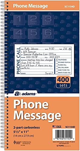 Adams Message Book/Phone Call Book, 400 Sheets Per- Book (Sc1154D)(4-Pack Of Books) #TOP1