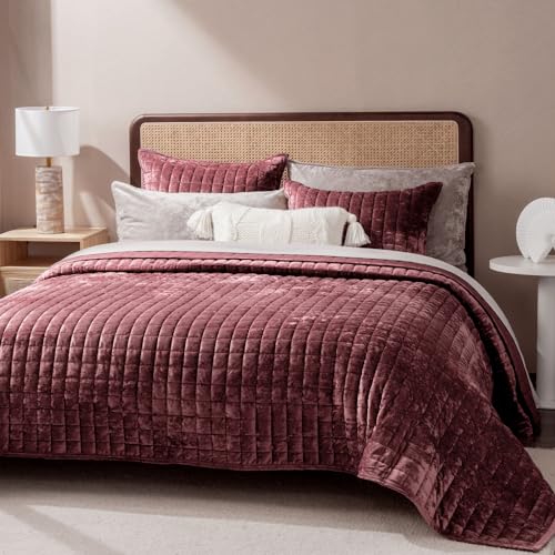 RECYCO Luxury Velvet Quilt Set Full Queen Size...
