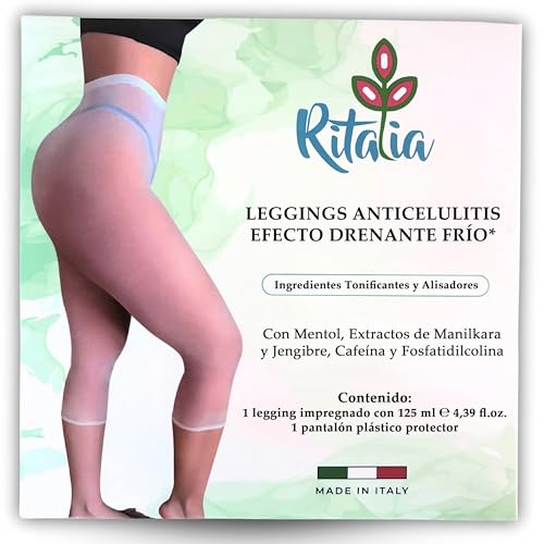 Ritalia® Vendas frias piernas Reutilizables accion DRENANTES Reductoras Efecto Frio Vegan 100% Tratamiento CRYO Leggings Profesional anticelulitis gluteos Caderas Muslos y Abdomen
