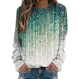 PTLLEND Beachtime T-Shirt Damen Bluse Damen Elegant Langarm Satin Women's Pullover Oversize Long Jumper Large Sizes Tops Long Sleeve Loose Blouse Shirt Long Sweatshirt Casual T-Shirt Crew Neck Tops
