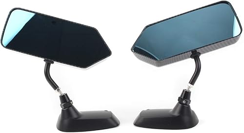 Miniatura 6 de GZYF Espejo retrovisor lateral universal estilo F1 para coche, espejos de ala azul con soportes de metal, aspecto de fibra de carbono Carbon Fiber
