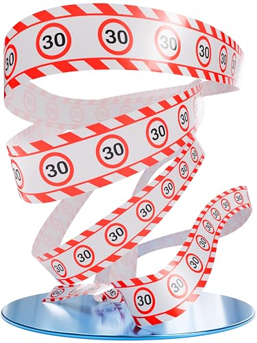 Fita decorativa para 30 aniversários, design de sinal de trânsito, cor vermelha e branca Tiwoca