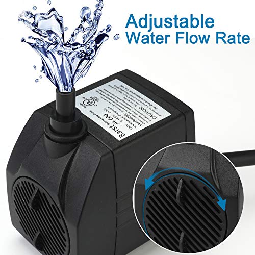 Barst 600L/H Submersible Water Pump, Ultra Quiet Water Pump For Aquarium Fountains Pool Fish Tank Pond Hydroponics Statuary With 4 Strong Suction Cups,3 Nozzles 1.83M Power Cord - 2