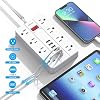 Regleta SMNICE con USB, Cable de Extensión de Enchufe Plano de 5 Pies Montable en Pared | 8 Tomas Ampliamente Espaciadas y 6 Puertos USB (1 USB C) para Teléfono Tablet Laptop Computadora Múltiples Dispositivos 4