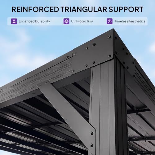 Image of PURPLE LEAF Lean to Gazebo 10' x 12' Wall-Mounted with Sloping Roof Gray