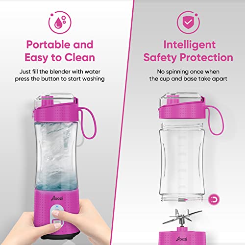 Personal Size Blender Smoothies And Shakes, Aoozi Portable Blenders, Mini Blender Usb Rechargeable, Handheld Blender Sports,Travel And Home (Rasberry) #TOP3