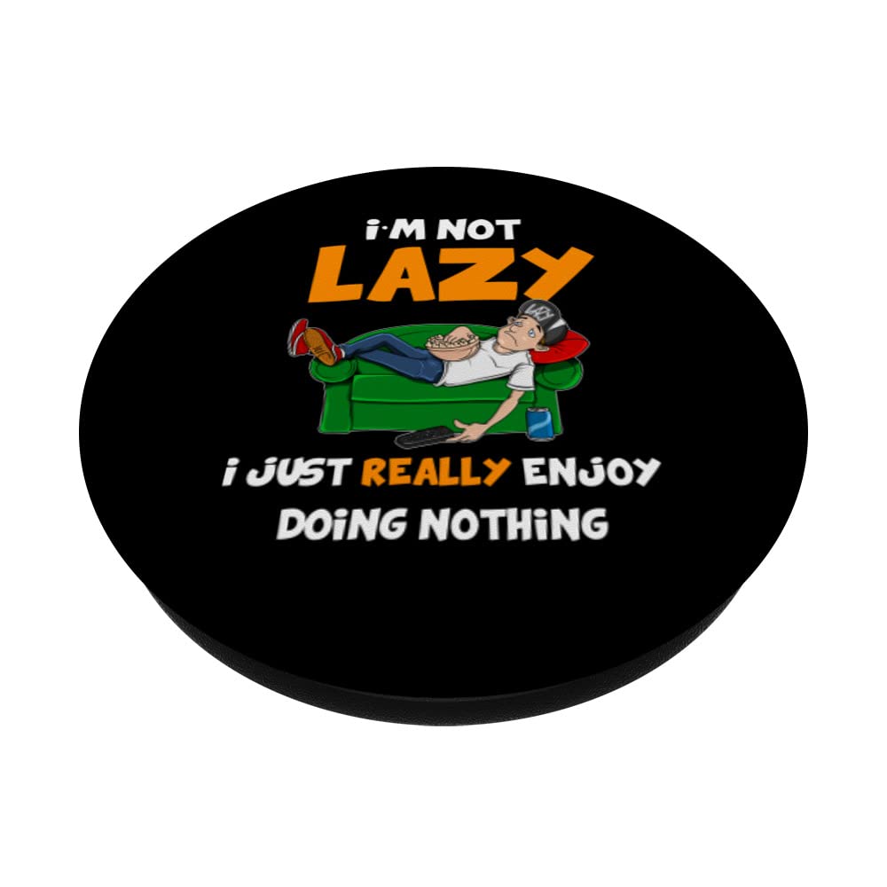 Funny I'm Not Lazy Ironic Laziness Joke Tired Sayings Quote PopSockets Swappable PopGrip, Black - Image 2
