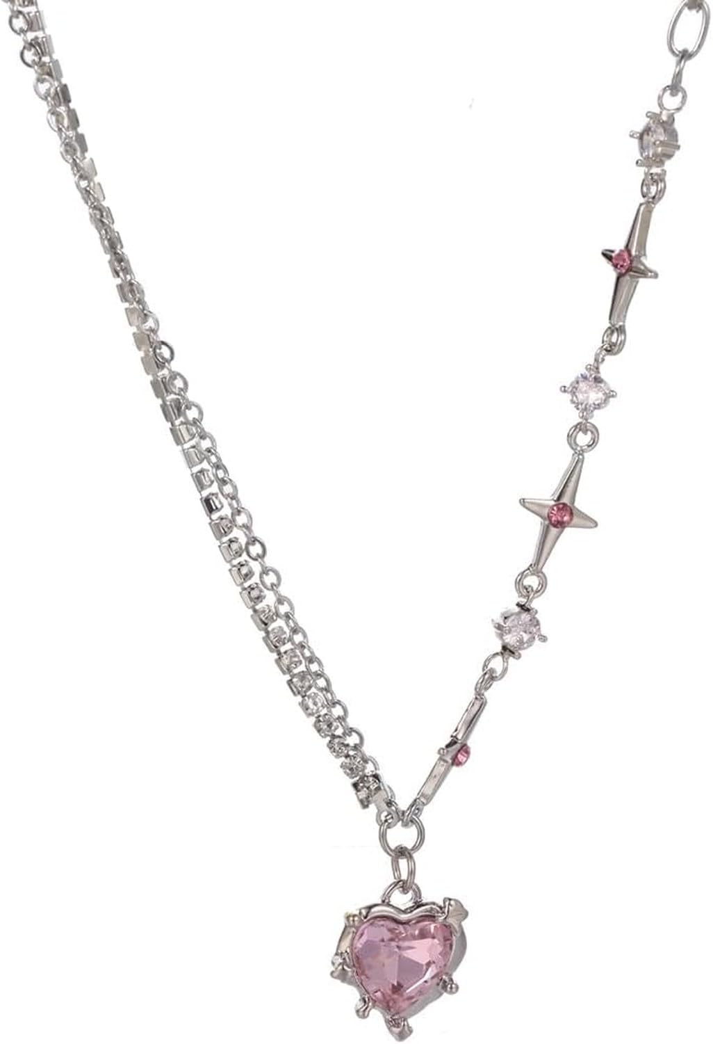XIUNYIE Punk Heart Spider Star Necklace Ring Y2k Trendy Layered Collar Chain Jewelry for Women Men Teen Fashion Gift Alternative Unisex Couple, LH1012