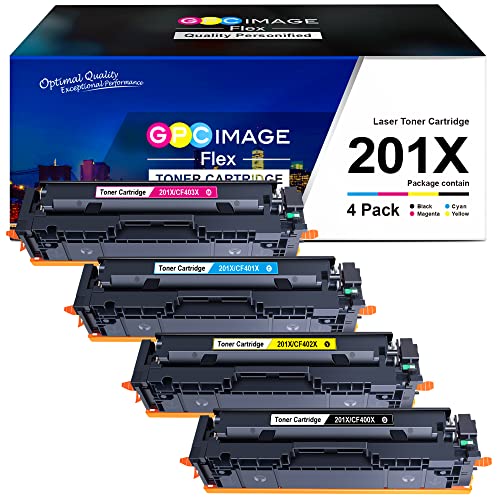 GPC Image Flex 201X CF400X Toner Kompatible für HP 201A CF400A CF401X CF402X CF403X für Color Laserjet Pro MFP M277dw M277 M252dw M277n M252n m274n (Schwarz Cyan Gelb Magenta, 4er-Pack) Cover