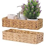 Takingup Cesta de almacenamiento de mimbre, 2 cestas de almacenamiento pequeñas para papel higiénico y toallas, organizador tejido para decoración del hogar para cocina, dormitorio, sala de estar