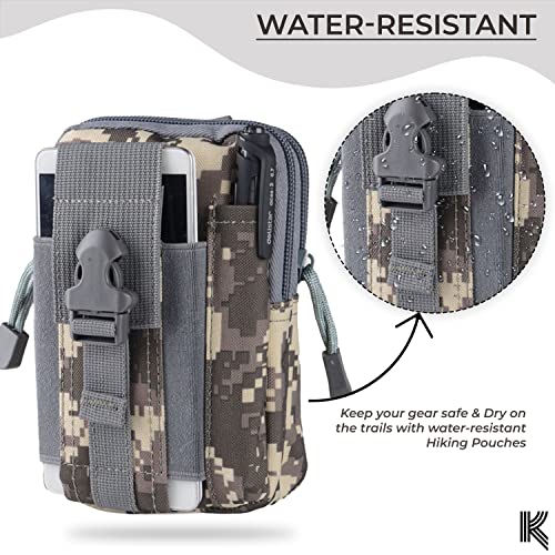 Image of Kraptick Multi-Purpose Water Resistant Waist Bag with Dual Compartment, Waist Bag Mobile Phone Holder, Waist Pack for Men, Women Camping Hiking Pouch (ACU Camouflage)