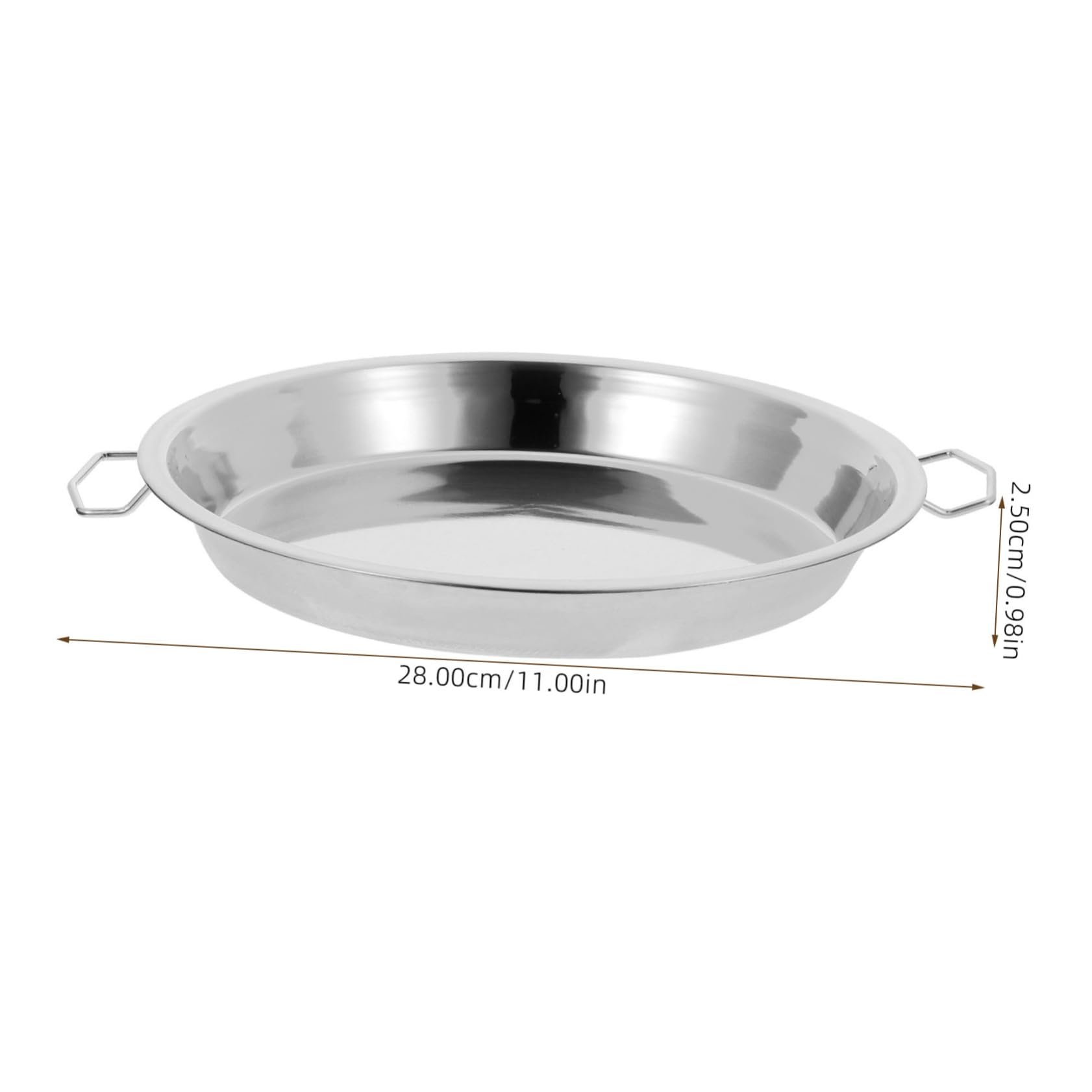 HEMOTON 2pcs Stainless Steel Everyday Pan Cold Noodle Plate Chef Stir Fry Pan Pot Saucepot Casserole Pot Tray Dish with Handles for Home Kitchen Food Serving