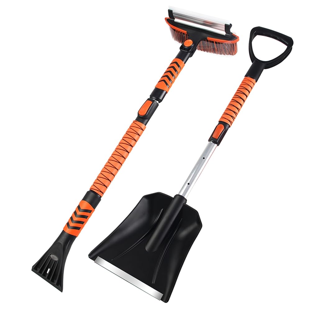Kit di Pala e Multi-Funzione per Neve, Inclusa Retrattile, Raschietto per Ghiaccio, Raschietto Staccabile.