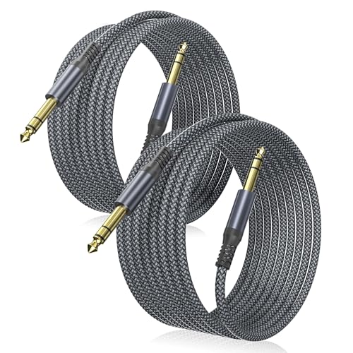 Elebase 1/4 Inch TRS Instrument Cable 15ft 2-Pack,Straight 6.35mm Male Jack Stereo Audio...