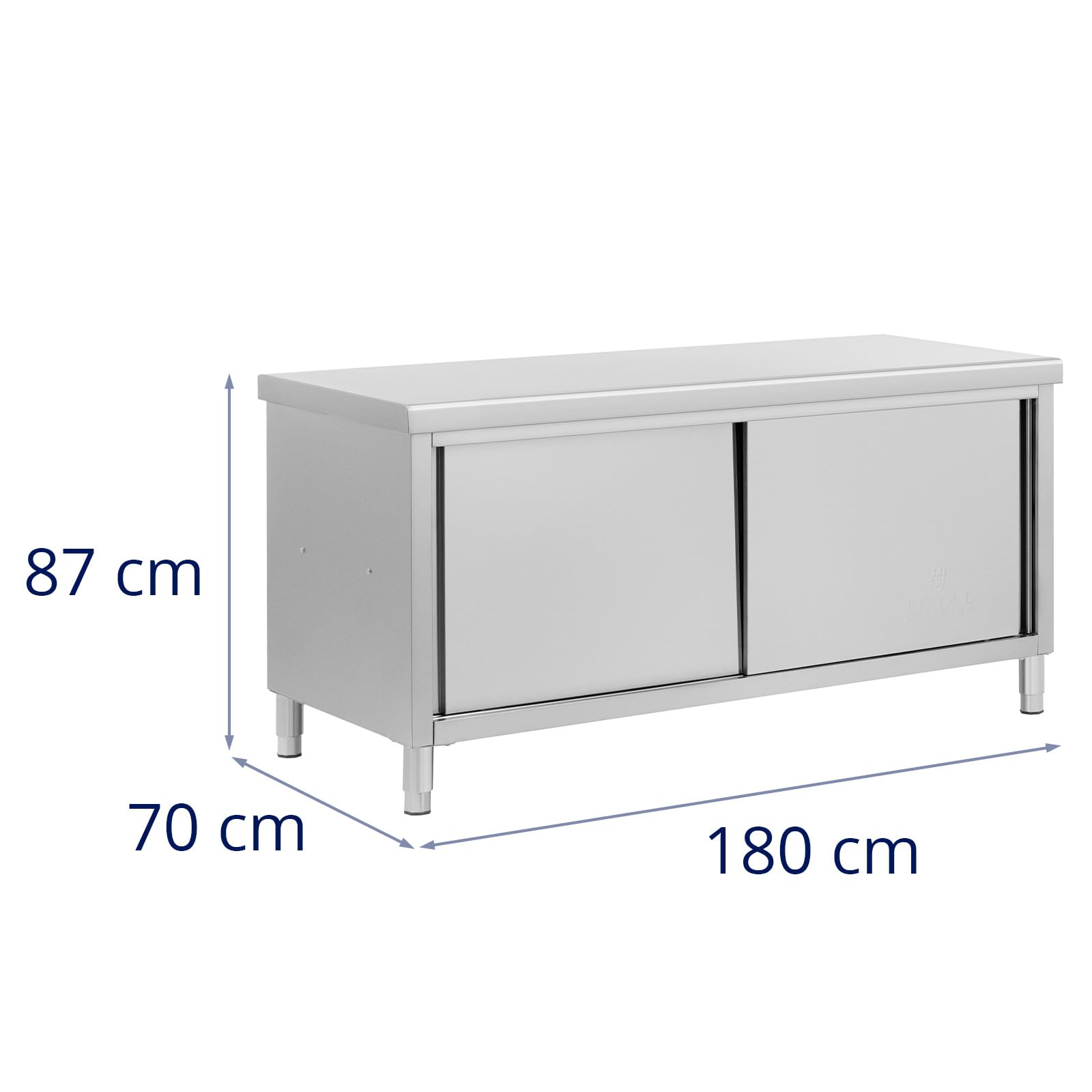 Royal Catering Mueble neutro de acero inoxidable con pasaplatos ECO 180 x 70 cm 500 kg Armario pasaplatos Armario de acero inoxidable Mueble de acero inoxidable Mueble neutro de hostelería