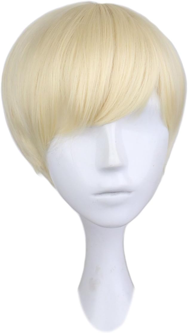 Short Straight Cosplay Men Boy Party Blonde 30 Cm Synthetic Hair Wigs
