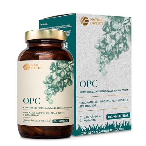 Nature Basics Extracto de Semilla de Uva, 180 Cápsulas Veganas