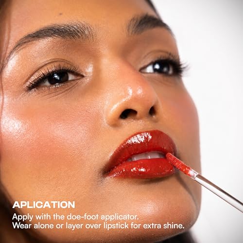 Image of Dream Beauty Solace Lip Gloss | Terracotta Brown Gloss | Non-sticky tinted collagen lip gloss with Hyaluronic Acid and Vitamin E for Hydrated, Plump and Smooth Lips | Luxurious Application Long-Lasting Soft and Fuller Lips | 4.7 ml (Elara)