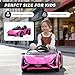 Licensed Lamborghini SIAN Kids Electric Ride On Car by TOBBI, Toddler 12V Battery Powered 4 Wheeler Driving Vehicle Toy with Remote Control/Safety Belt/Horn & LED Lights for Children Age 1-6-Pink