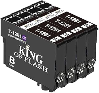 KING OF FLASH Replacement for Epson T1281 T1282 T1283 T1284 T1285 Ink Cartridges Compatible for Epson Stylus SX125 SX235W SX130 S22 SX445W SX438W SX435W SX425W