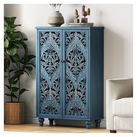 Tall Accent Cabinet with Mandala Carving
