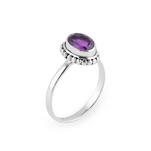 925 Sterling Silver Natural Amethyst Gemstone Ring, Handmade Fashion Ring, Energy Healing Crystals, Birthday, Bohemian Jewelry, Promise- Victorian-