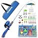 PLUSINNO Kids Fishing Pole,Portable Telescopic Fishing Rod and Reel Full Kits, Spincast Fishing Pole for Kids, Boy, Youth (Blue Handle with Bag, 150CM 59.05IN)