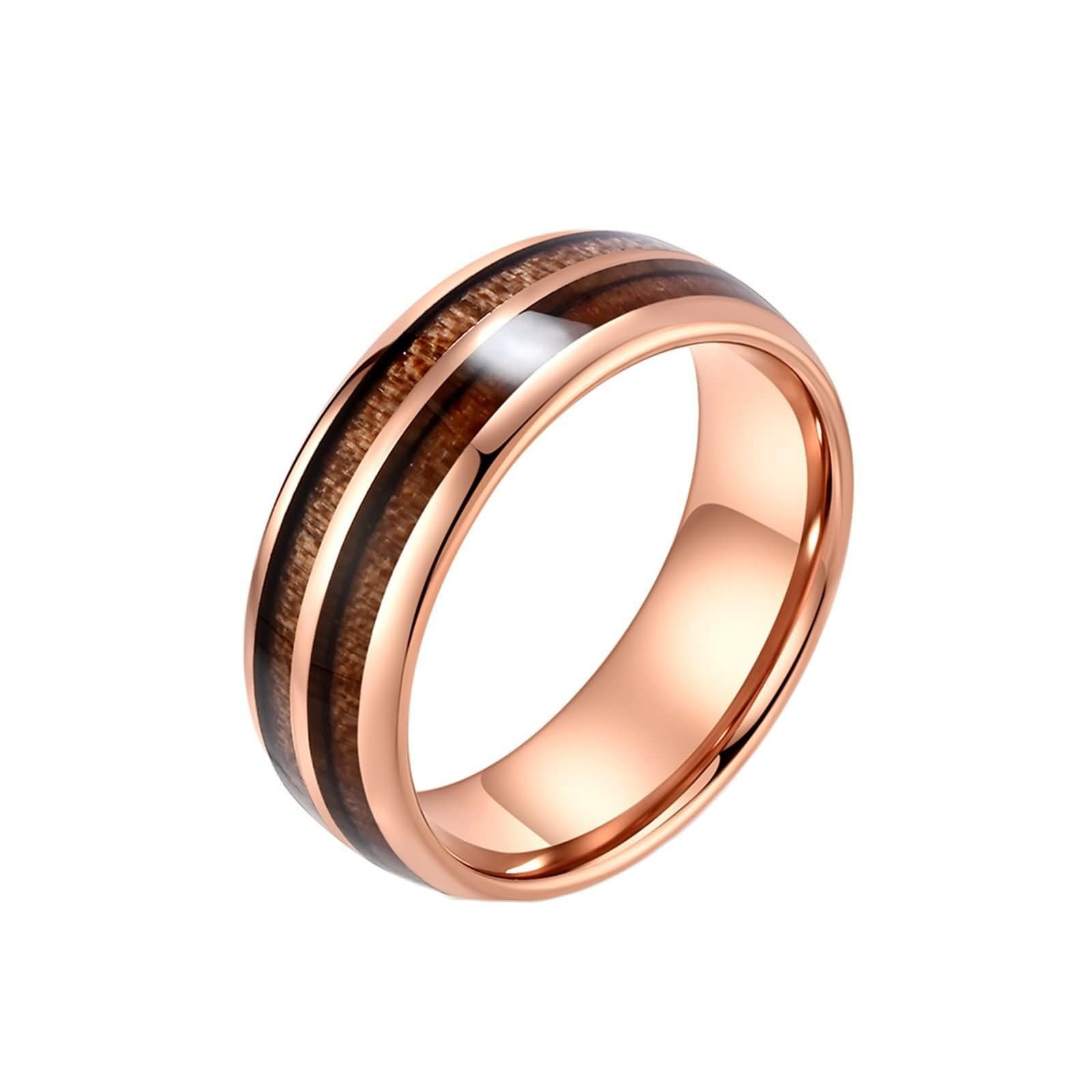 Anillos de Tungsteno con Grabado para Pareja, 6MM/8MM con Grano de Madera Anillos Plata Matrimonio para Hombre