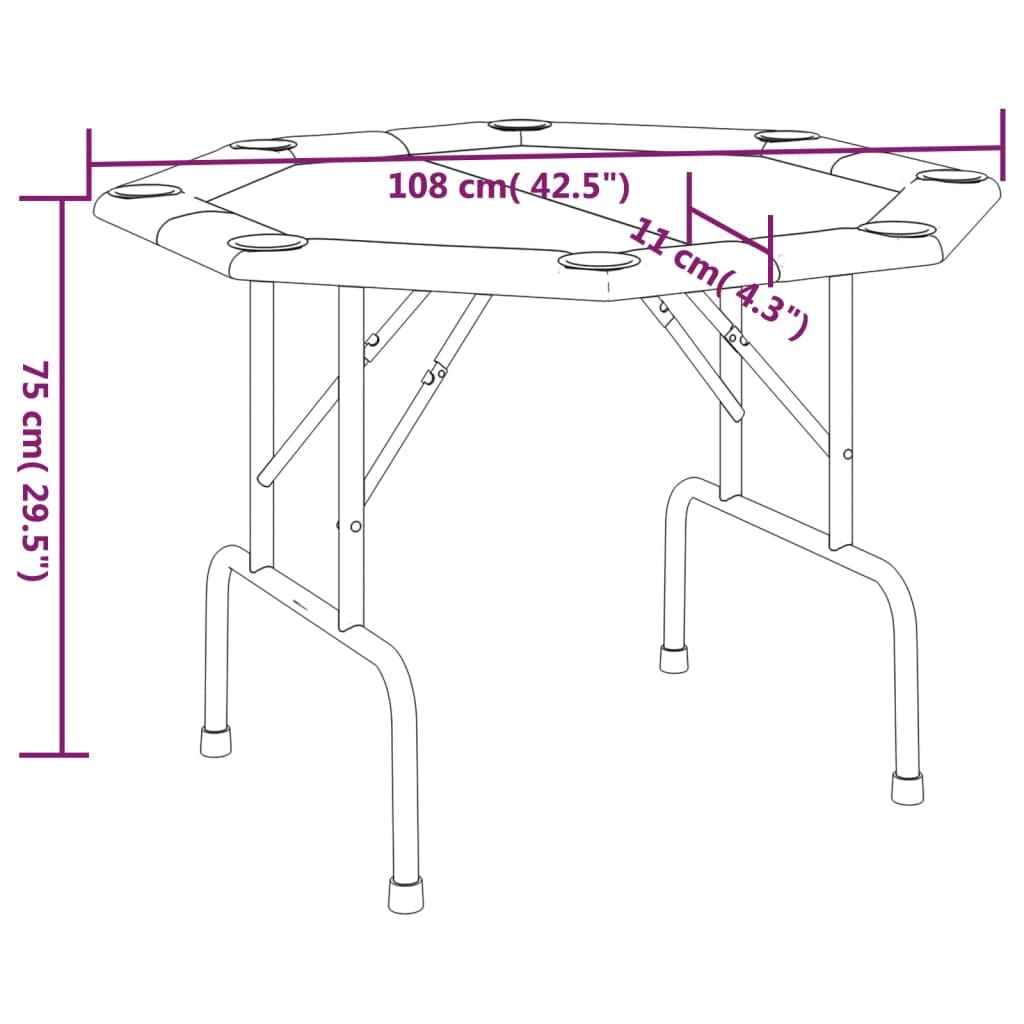 Genérico Mesa de póquer Plegable para 8 Jugadores Verde 108x108x75 cm,Mesas de Juego y de póquer-80404