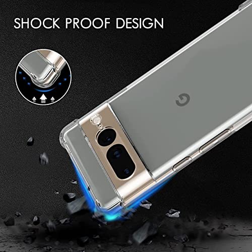 Image of KAPAVER Hybrid Shock Proof Series Back Cover Case Compatible with Google Pixel (PC+TPU) (Black) (Crystal Clear, Google Pixel 7 Pro)