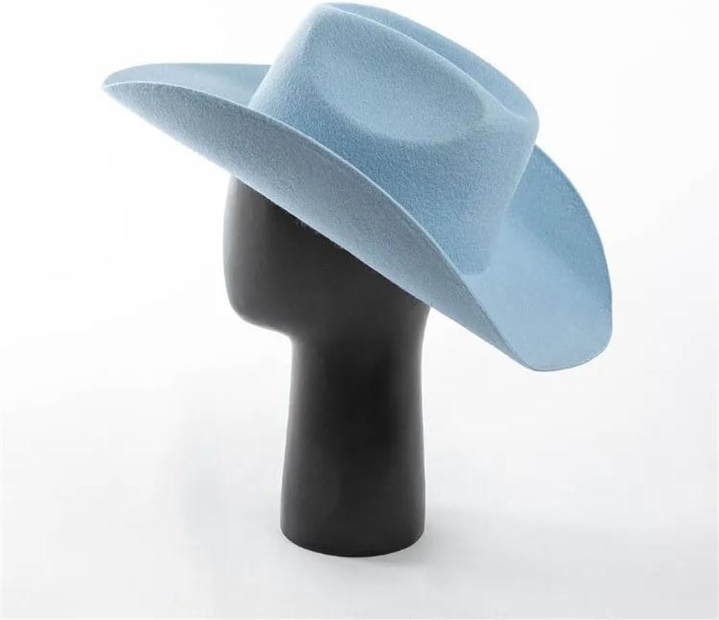Women's 100% Wool Cowboy Hat Unisex Wide Brim Felt Hat Solid Color Classic Fedora for Autumn-Winter