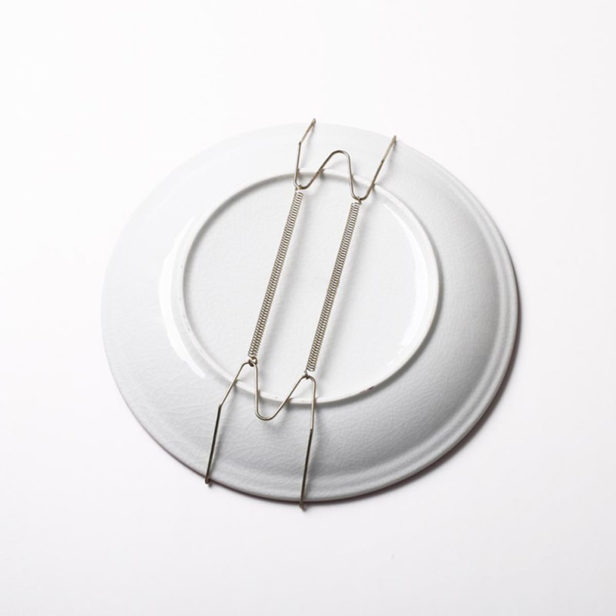 60 Pcs Invisible Dish Holder 8 Inch Spring Design Stainless Steel Plate Display Stand with Golden Finish for Home and Office, Easy Hanging and Stable Holding Vertical Plate Rack
