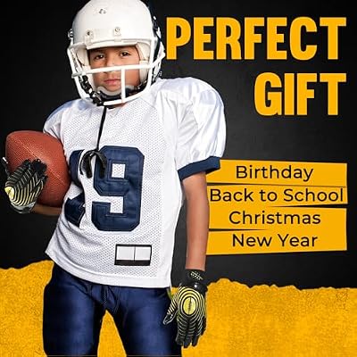 HANDLANDY Youth Football Gloves, Kids Sticky Receiver Gloves,Super Grip Football Glove Best Gift for Boys,Girls