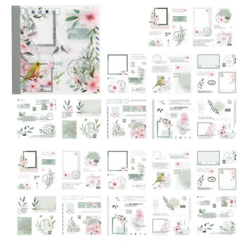 Alideco Juego de Pegatinas Decorativas Vintage para Álbumes de Recortes, Diseño Retro de Personas y Flores, Libro de Pegatinas para Adultos, Calcomanías de Diario para Álbumes de Recortes, Pinzas, 20