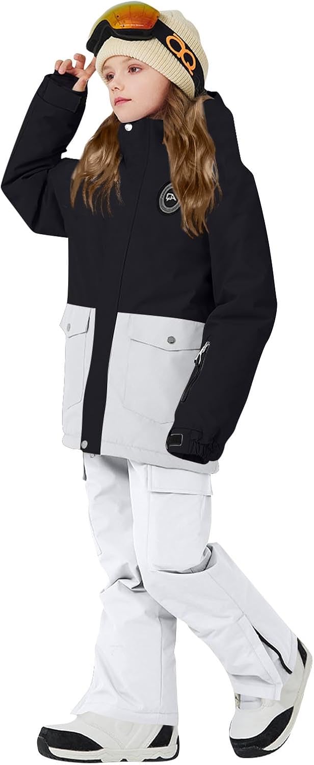 Kids Insulated Snow Pant and Ski Bib Overalls Thick Snowsuits Boys Girls Overalls for Fishing, Hunting, Snowmobiling