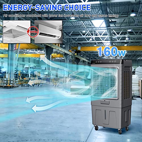 Evaporative Cooler Alpaca 5400Cfm Evaporative Air Cooler, 120°Oscillation Swamp Cooler With Remote Control, 2 Ice Packs, 3 Wind Speeds, 12H Timer For Outdoor Indoor Use, 16 Gallon #TOP4