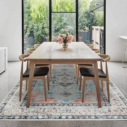 CHOSHOME Washable Rugs for Living Room Area Rugs for Bedroom Short Pile Rugs Non Slip Carpet Traditional Soft Oriental Rug for Kitchen Dining 120x170CM Orange-green Faux Wool Rug - Image 8